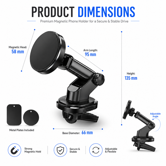 MagVault⢠360 Magnetic Phone Holder for Car | Strong Magnet | One-Hand Operation