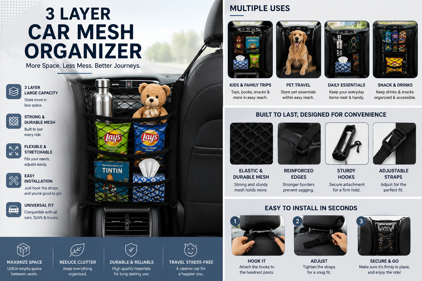 Car Mess Organizer (3 Layer)