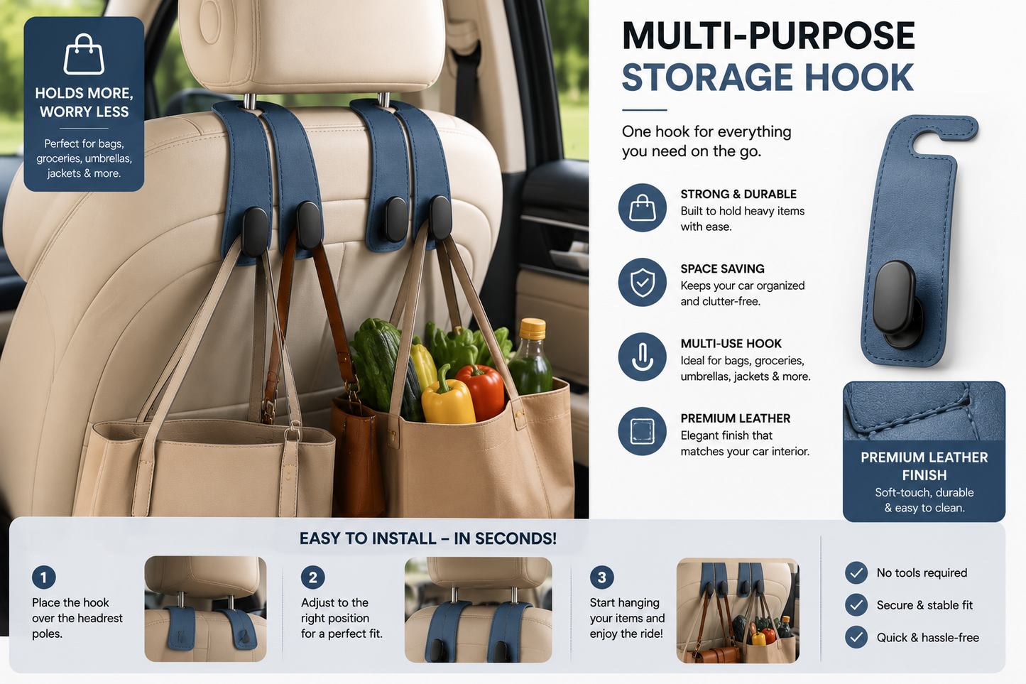 Car Seat Back Storage Hook